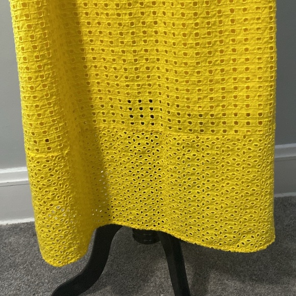 J Crew Yellow Embroidered Eyelet Lace Button Front Midi Sundress Sz 14 - Picture 6 of 13